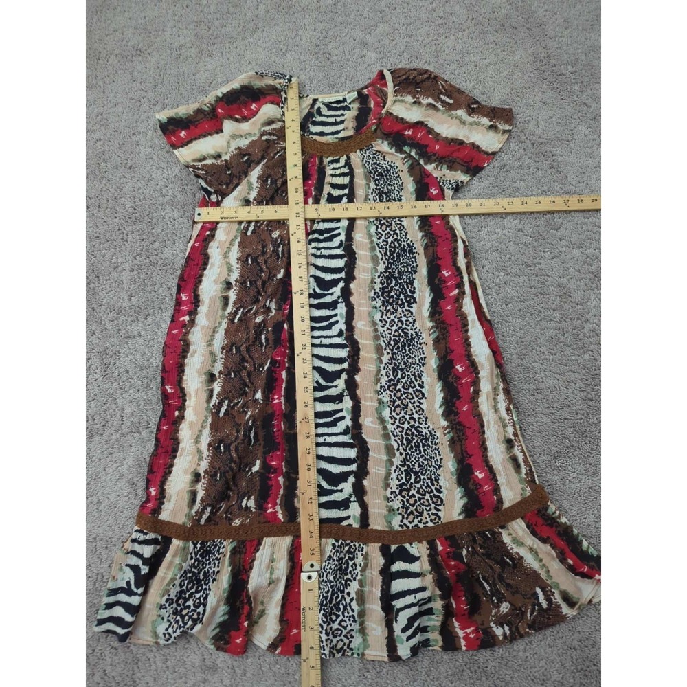 Phases Dress Womens L Vertical Stripes Animal Print Kaftan‎ Midi Loungewear - Picture 3 of 5